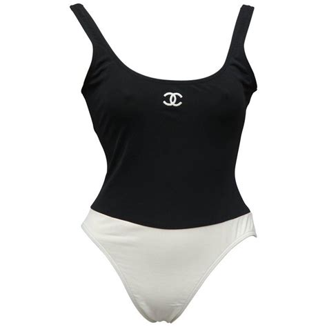 chanel black and white swimsuit.